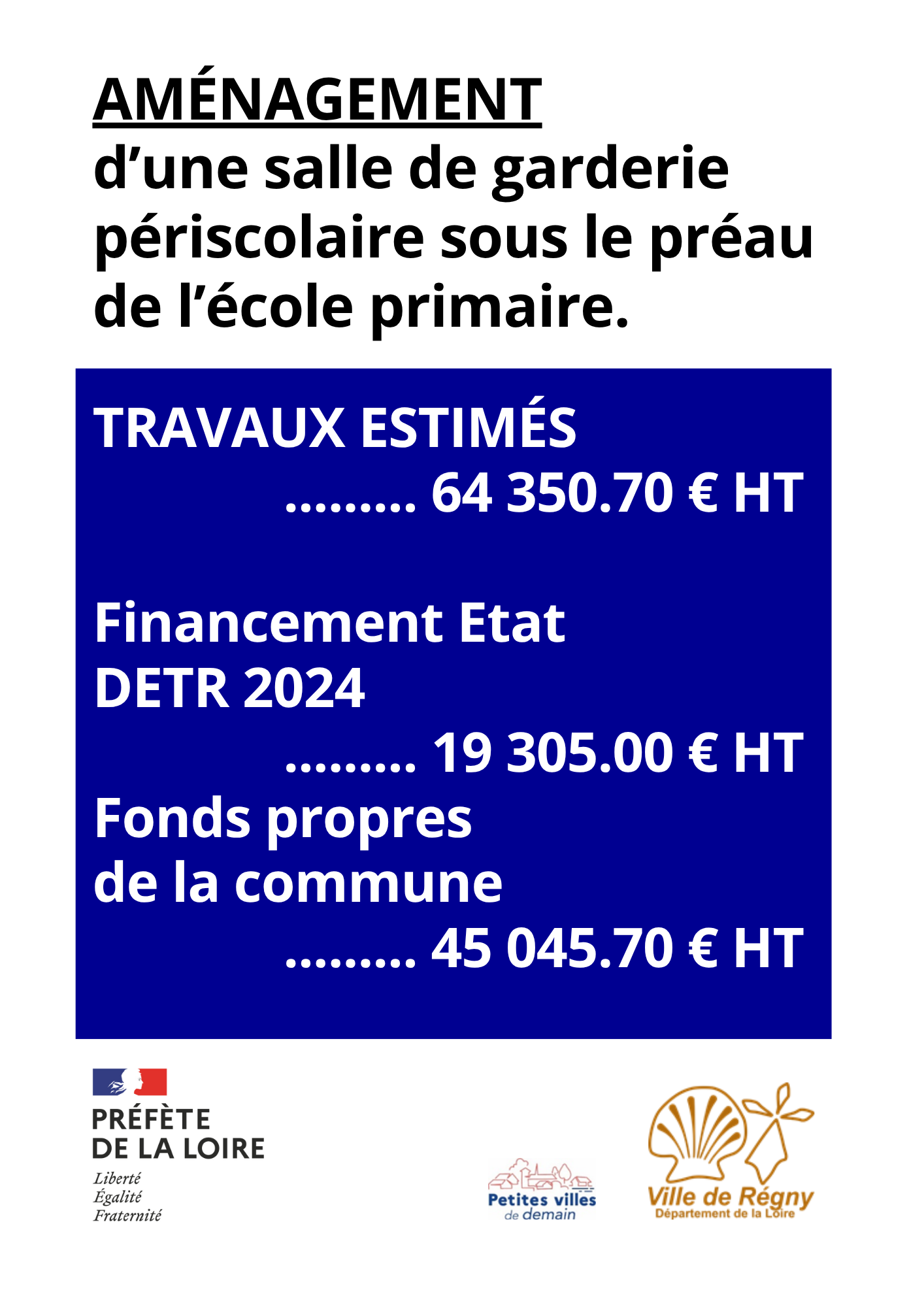 Plan de Financement aménagement salle garderie